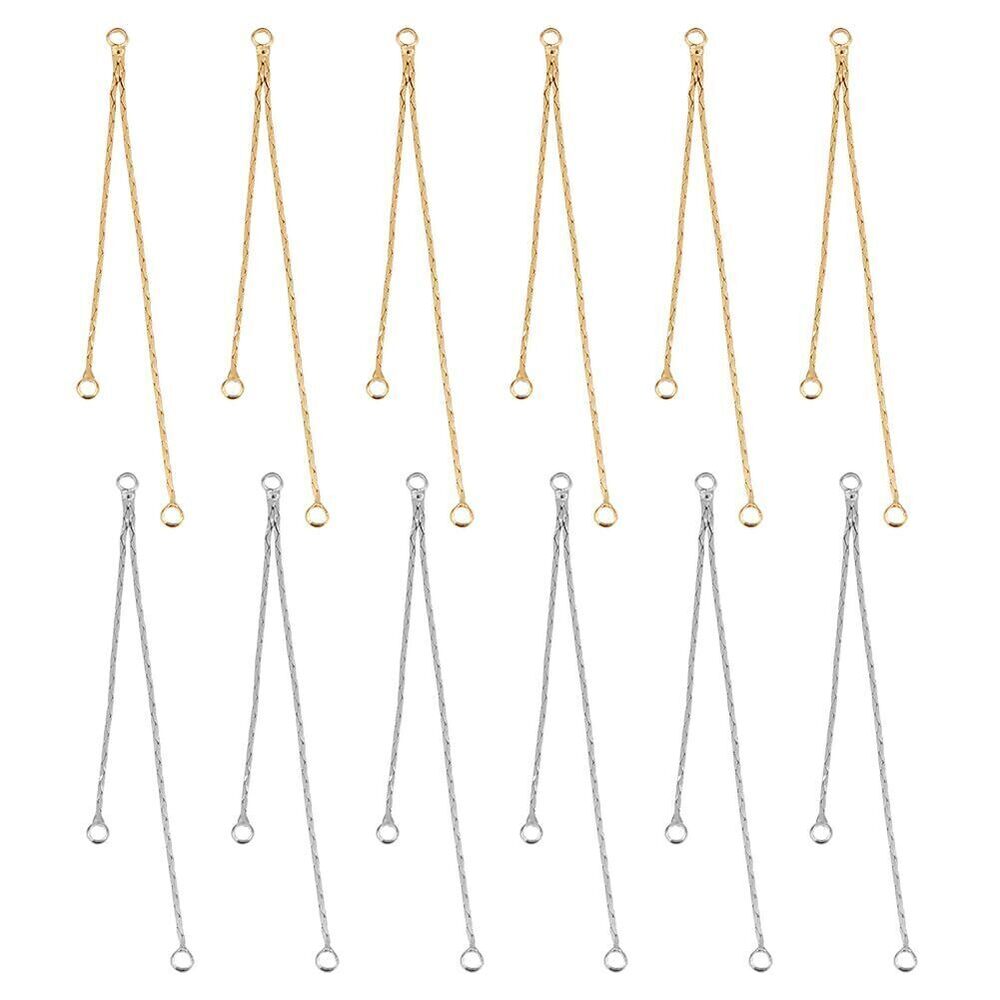 3166 12Pcs 2 Colors Metal Tassel Charms Brass Dangle Earrings Making